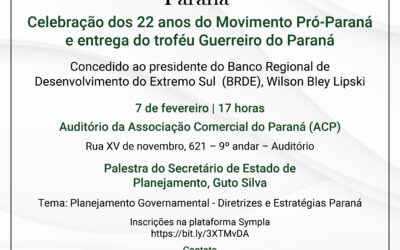 Movimento vai homenagear presidente do BRDE com o troféu Guerreiro do Paraná